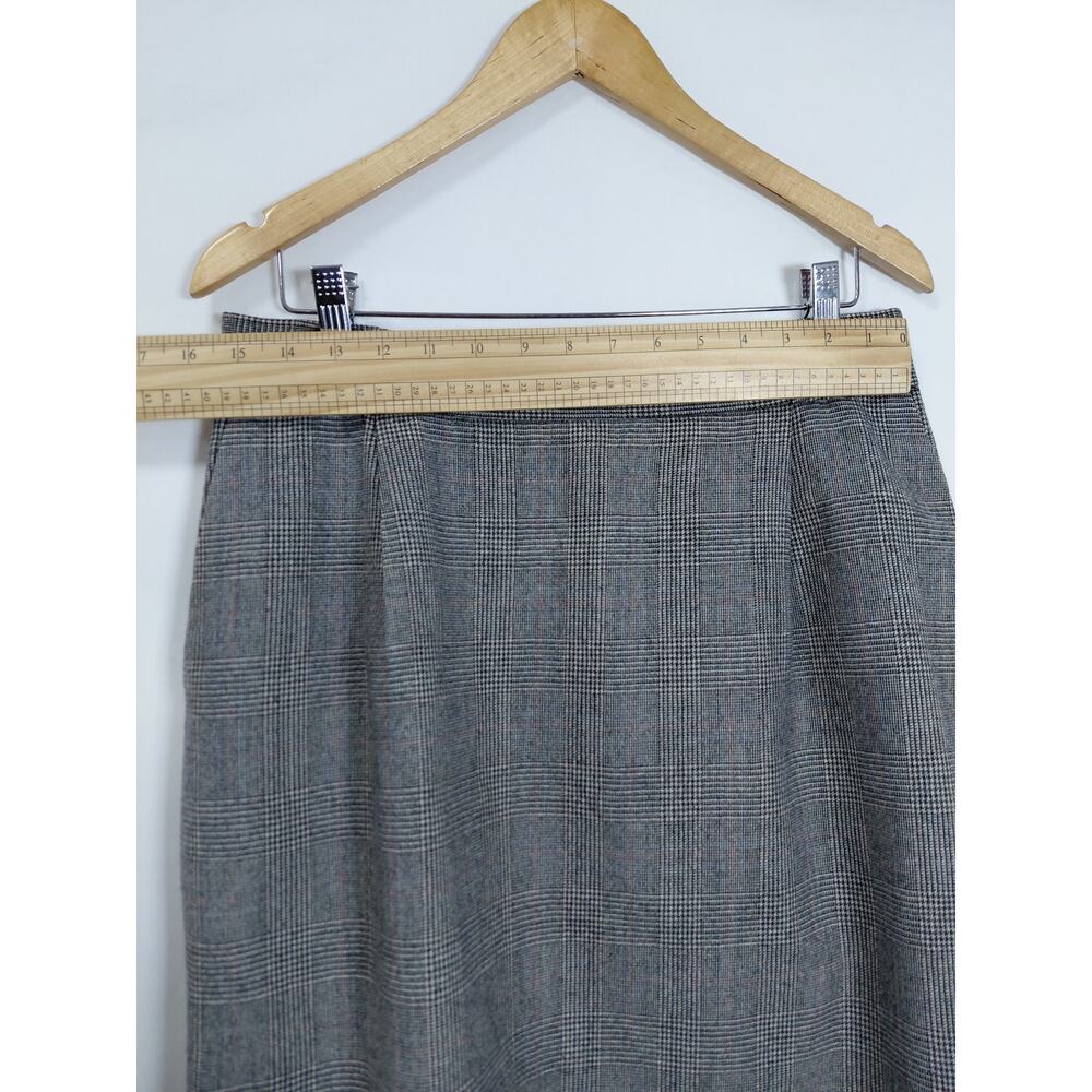 Vintage Sabrina B Gray Lined Pencil Knee Length Plaid Skirt Women Size 16 - Picture 6 of 9